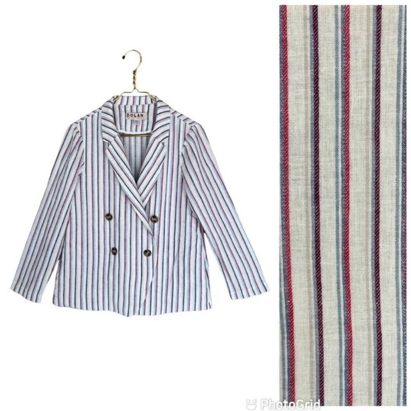 dolan Jackets & Blazers - Anthropologie Dolan Linen Blend Striped Double Breasted‎ Anna Blazer Jacket